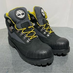 Timberland Heritage WATERPROOF Black Nubuck Green Hiking Boot Men Sz 8 RubberToe